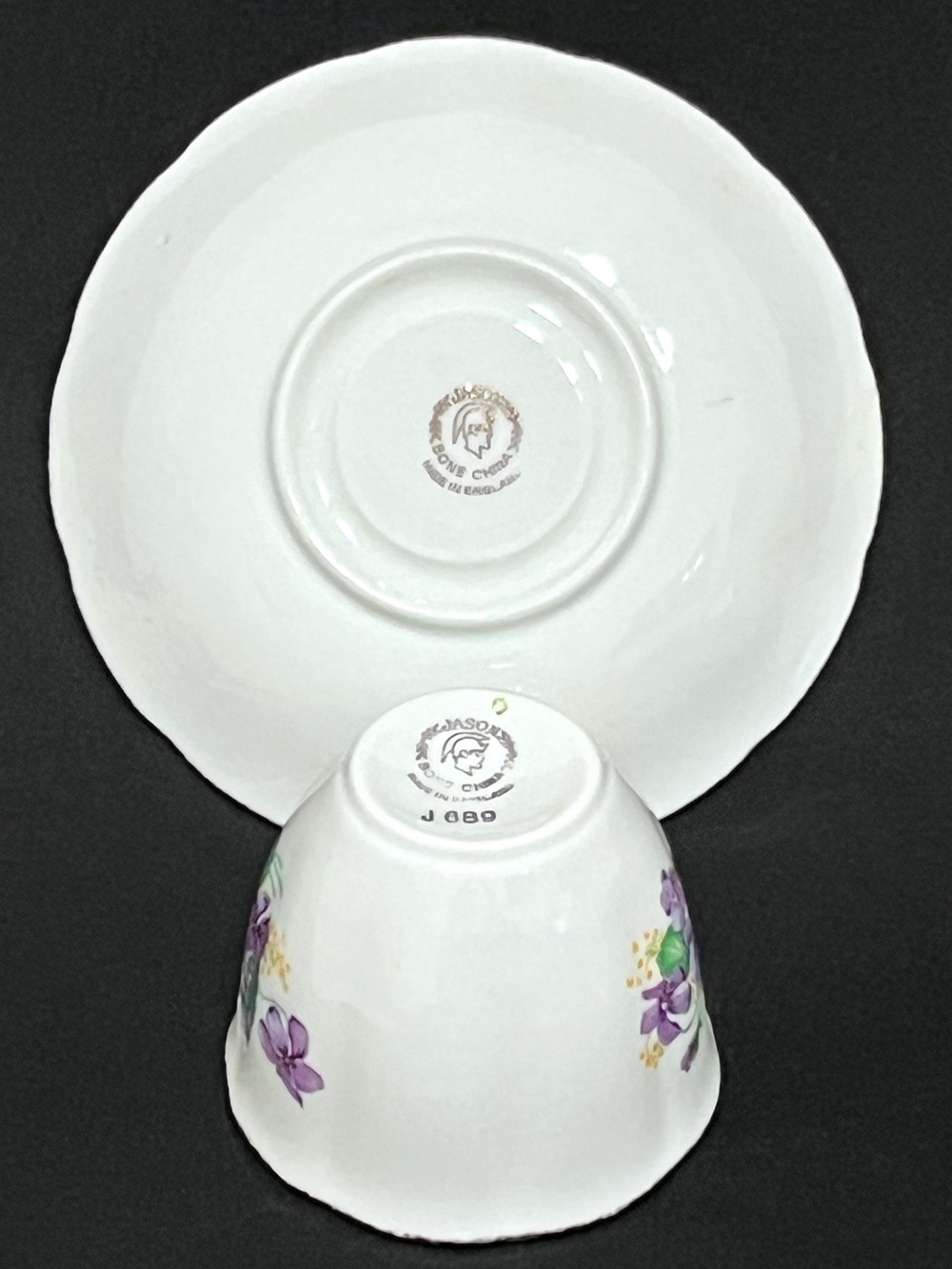 Jason England Bone China Violets Teacup & Saucer Set Vintage - Picture 3 of 4